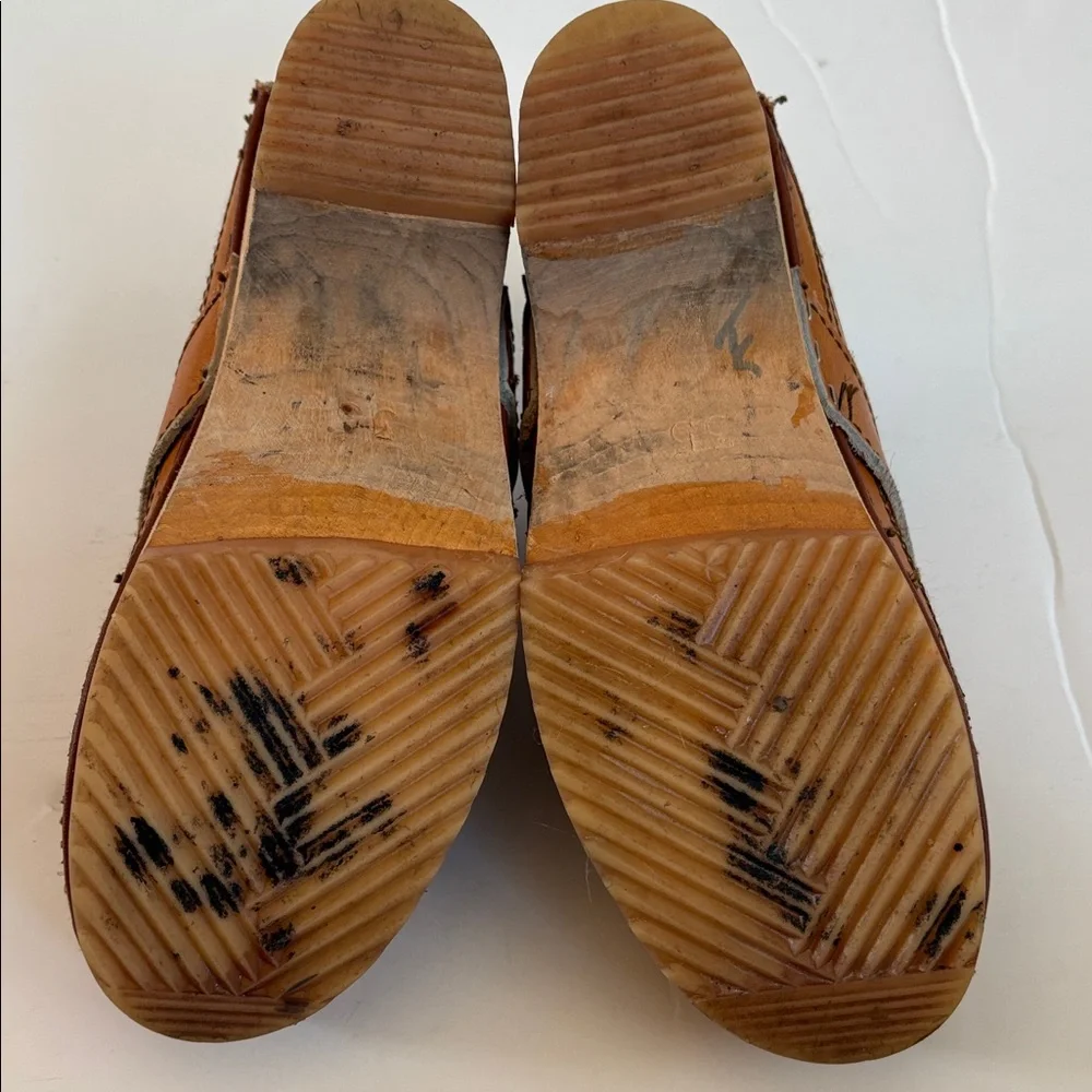 Vintage Lofsko genuine Swedish clogs wooden clog cognac colored leather size 35 - Picture 6 of 16